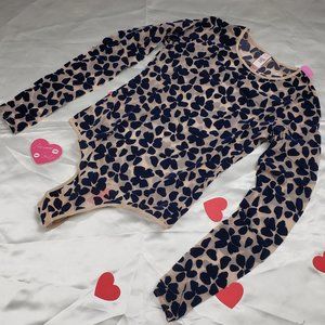 VS Sexy Nude Floral Velvet Bodysuit Small